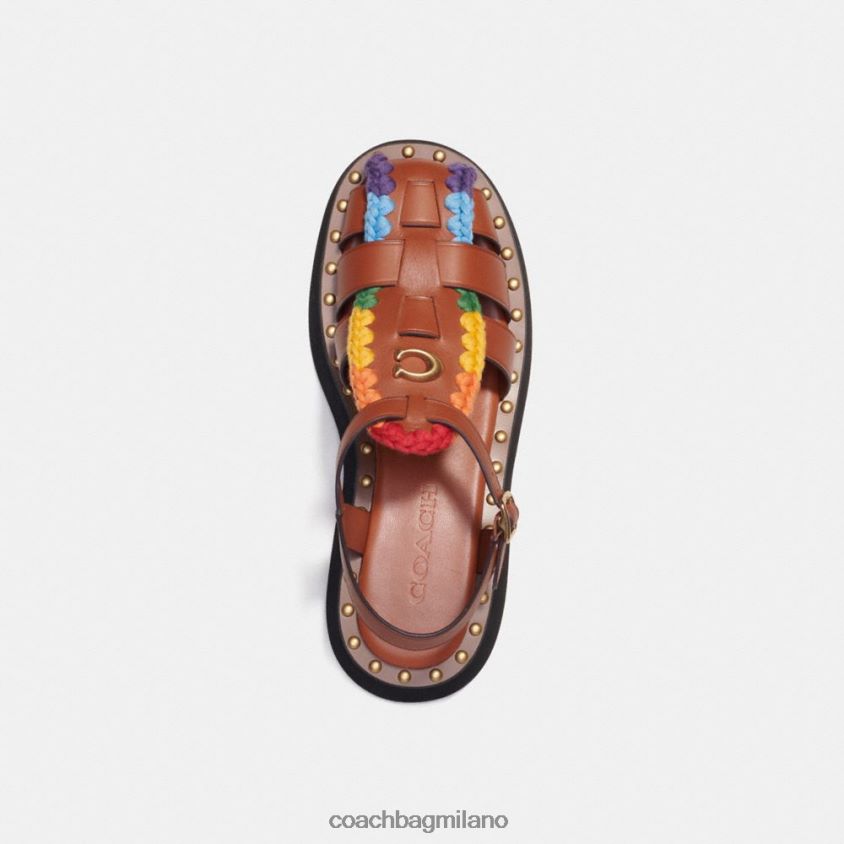 Coach donne sandalo vivienne con uncinetto arcobaleno ambra brunita/arcobaleno FPN0Z8420