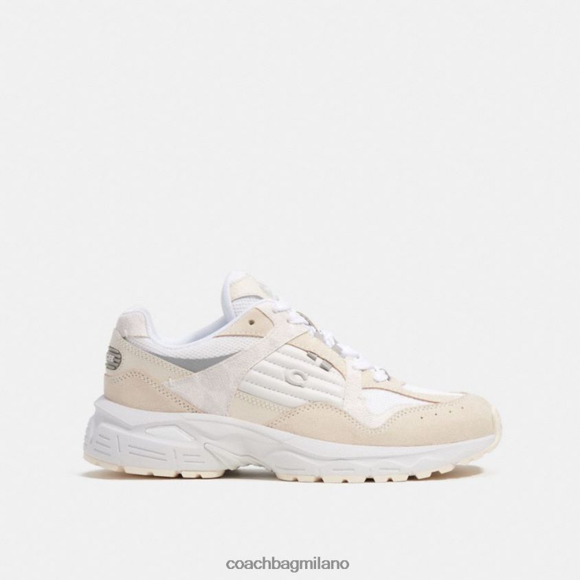 Coach donne sneaker c301 con tela firmata gesso/bianco FPN0Z8402