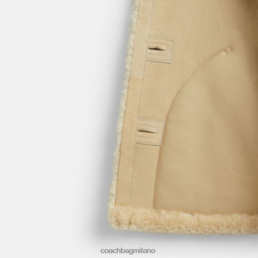 Coach donne Cappotto in shearling colorblock su tutta la superficie avorio multiplo FPN0Z8442