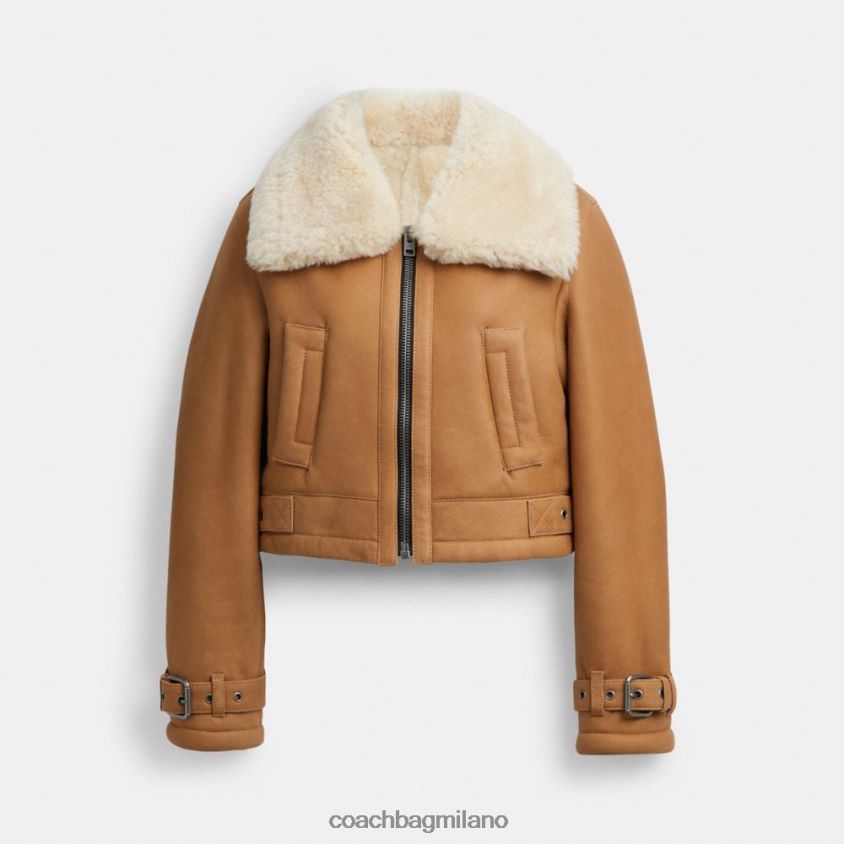 Coach donne aviatore in shearling corto marrone multiplo FPN0Z8456