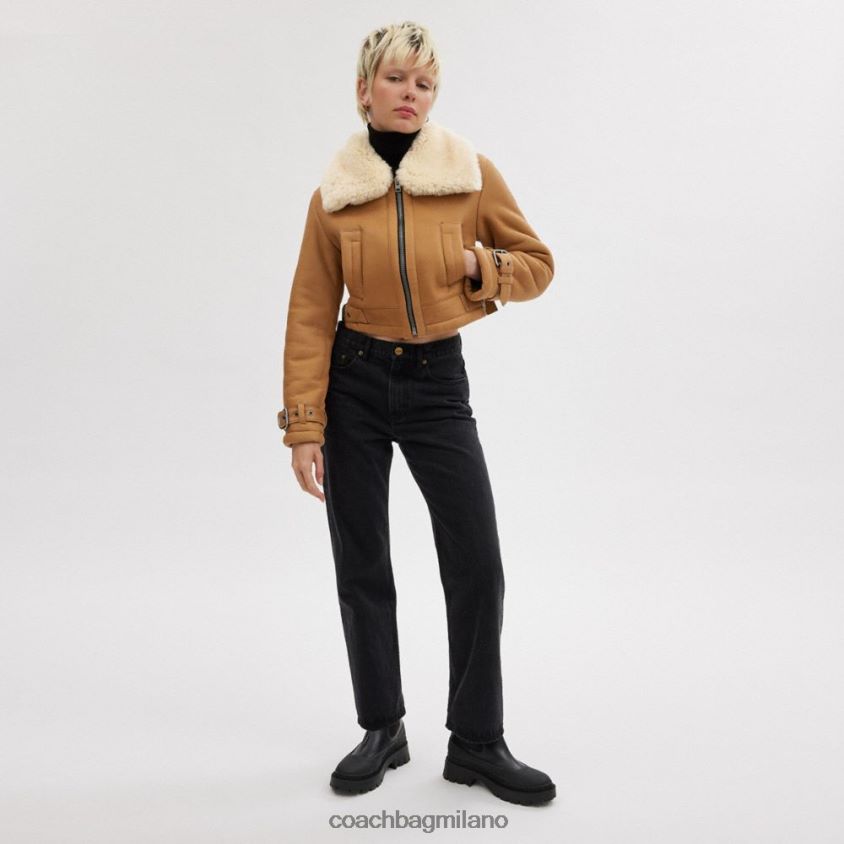 Coach donne aviatore in shearling corto marrone multiplo FPN0Z8456