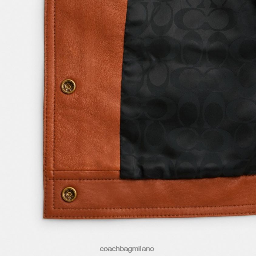 Coach donne giacca in pelle scamosciata intrecciata ambra brunita FPN0Z8457