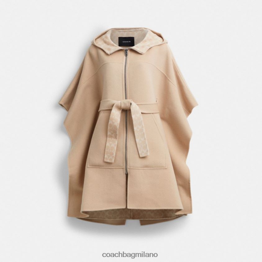 Coach donne mantello double face fiocchi d'avena FPN0Z8450