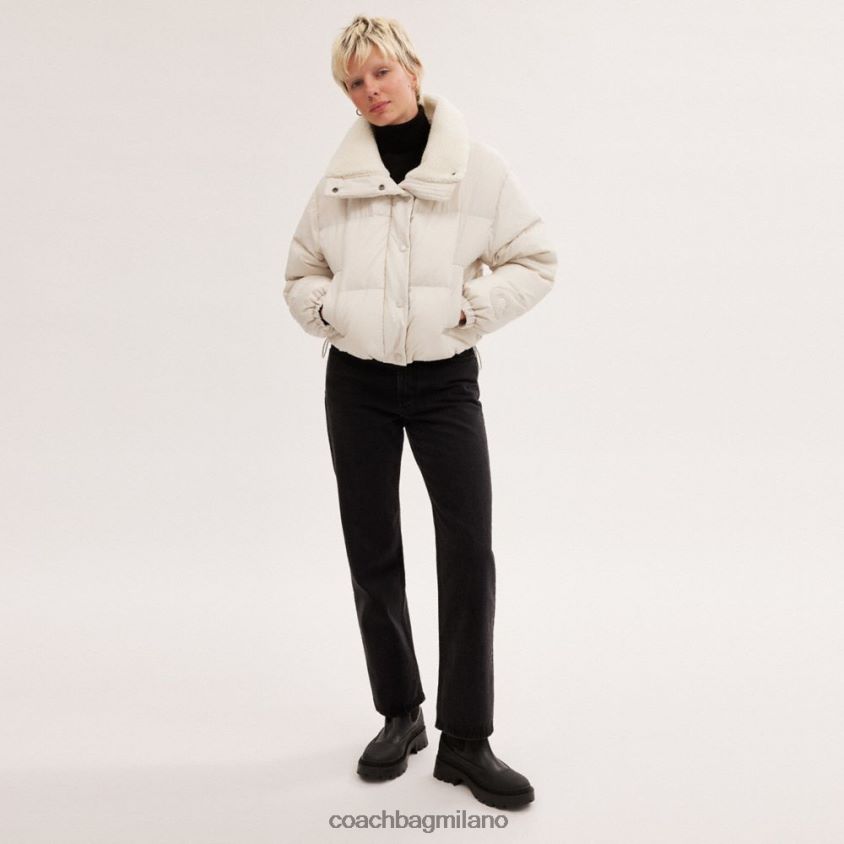 Coach donne piumino corto con sherpa avorio FPN0Z8439