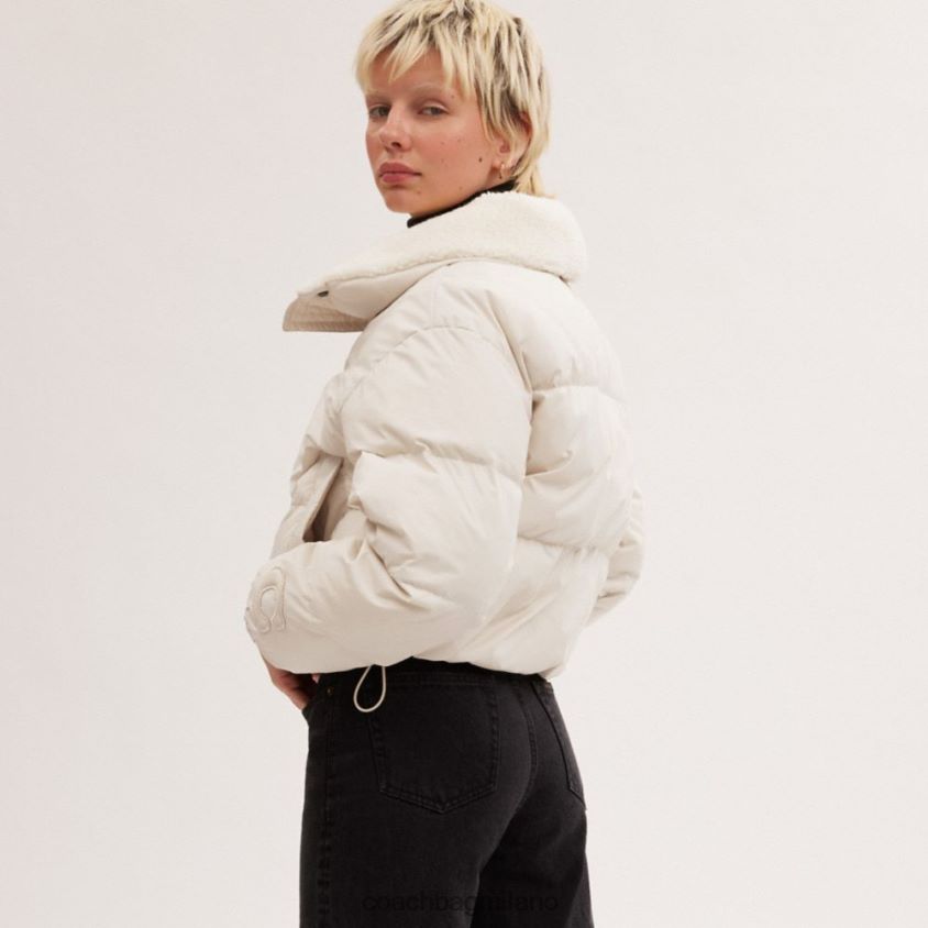 Coach donne piumino corto con sherpa avorio FPN0Z8439