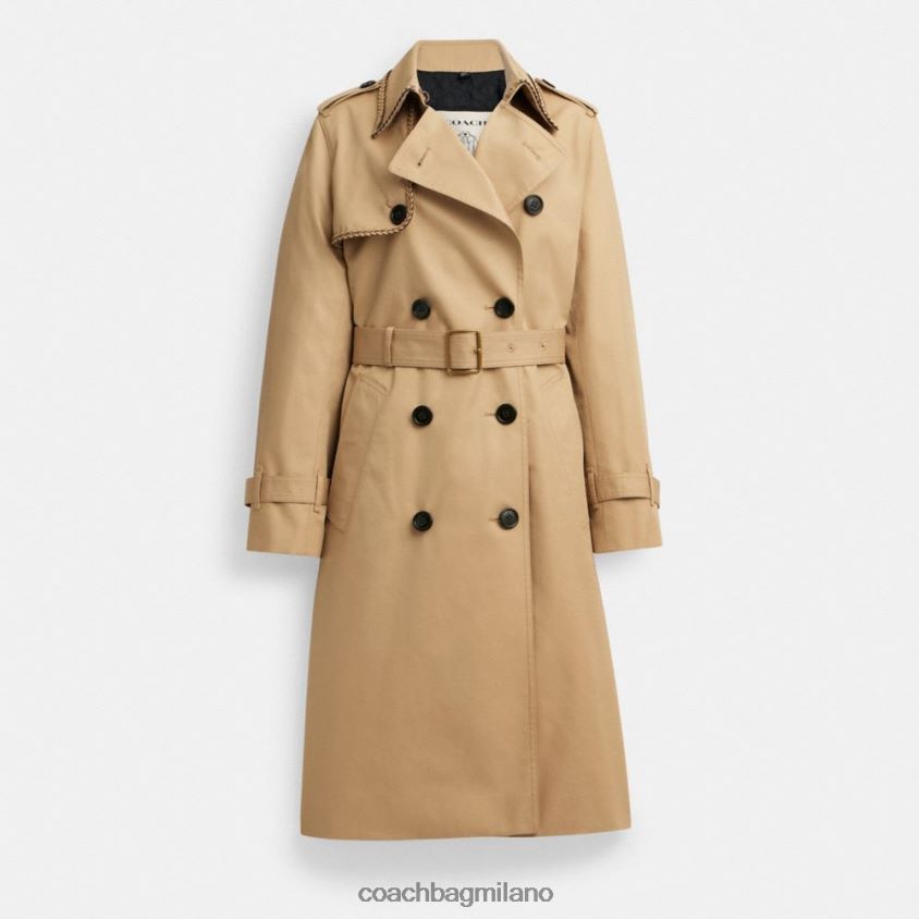 Coach donne trench con dettaglio intrecciato cachi FPN0Z8459