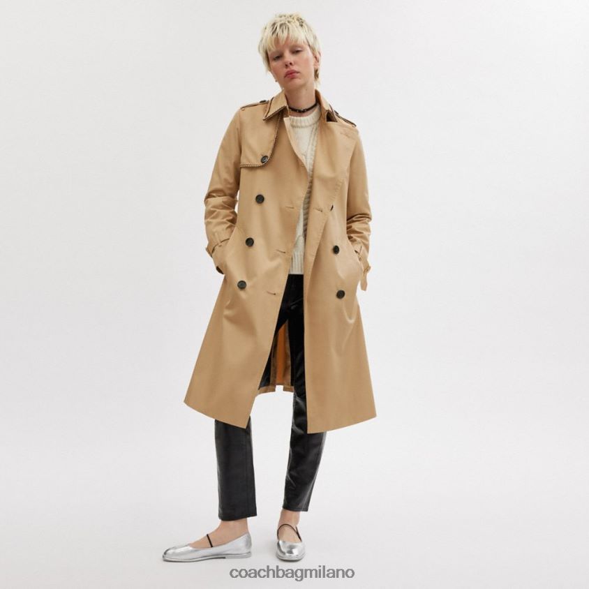 Coach donne trench con dettaglio intrecciato cachi FPN0Z8459