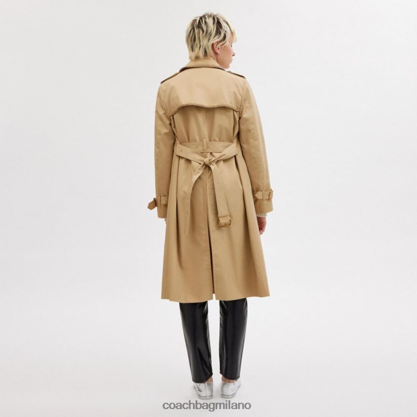 Coach donne trench con dettaglio intrecciato cachi FPN0Z8459