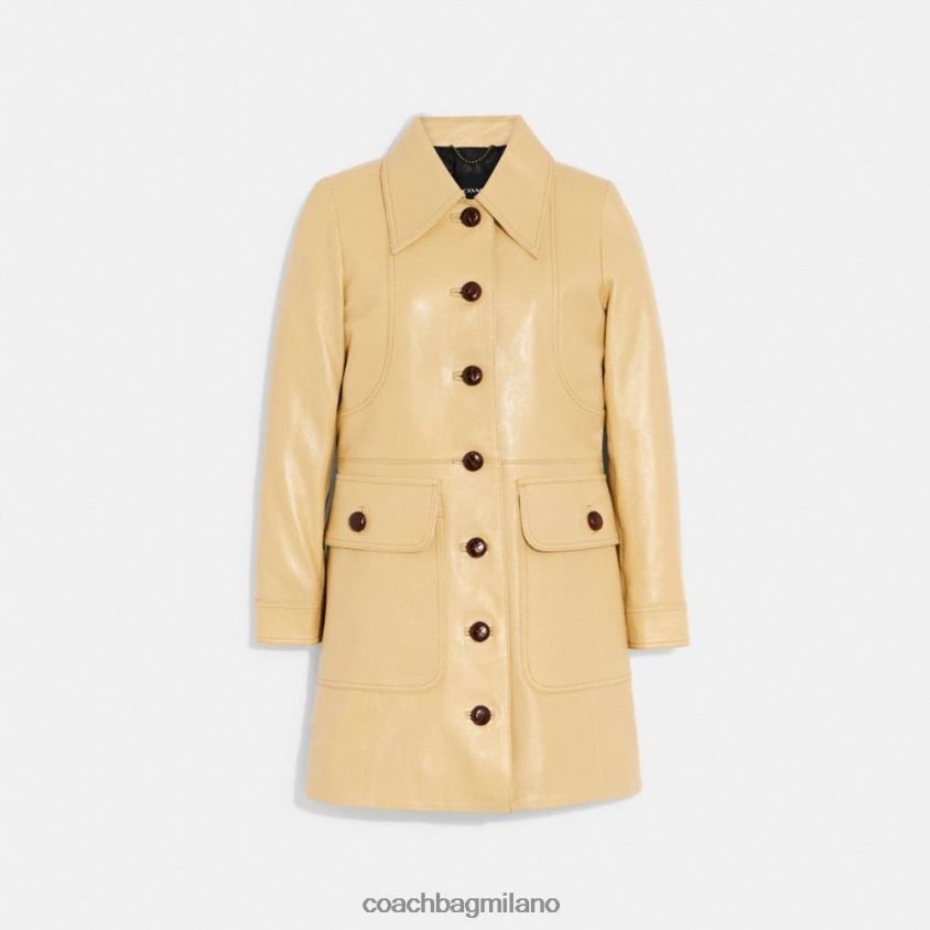 Coach donne trench in pelle abbronzatura FPN0Z8466