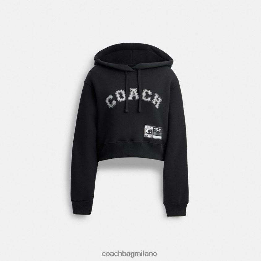 Coach donne Felpa corta stile college decorata nero FPN0Z8484