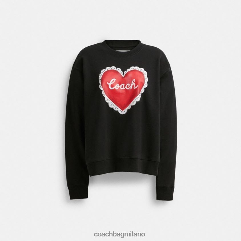 Coach donne Maglia girocollo a cuore nero FPN0Z8471