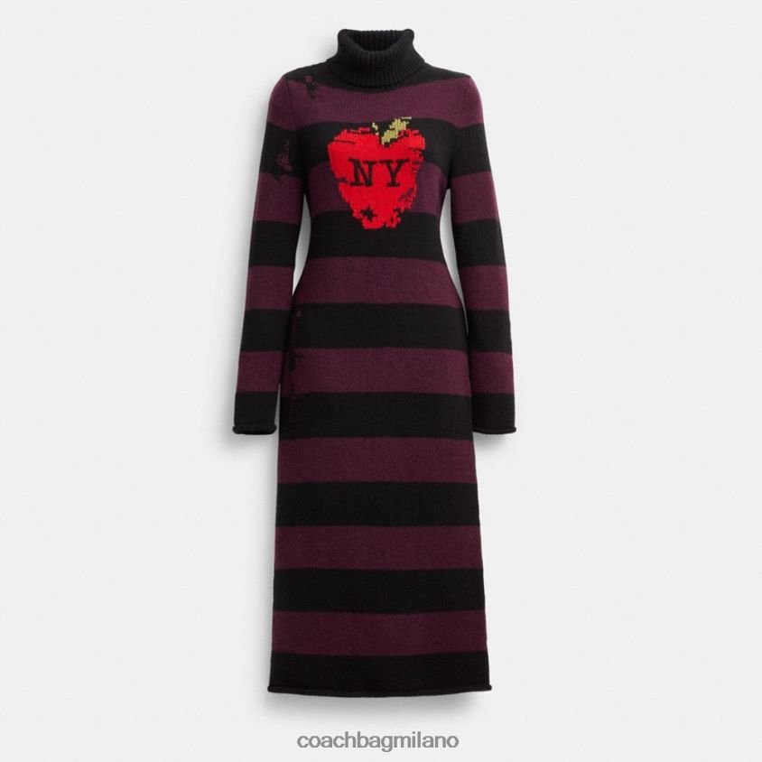 Coach donne abito maglione invecchiato mela di New York nero multiplo. FPN0Z8489