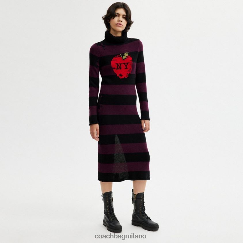 Coach donne abito maglione invecchiato mela di New York nero multiplo. FPN0Z8489