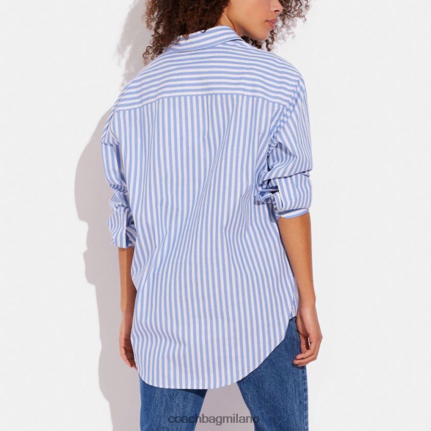 Coach donne camicia button down a righe blu multiplo. FPN0Z8499