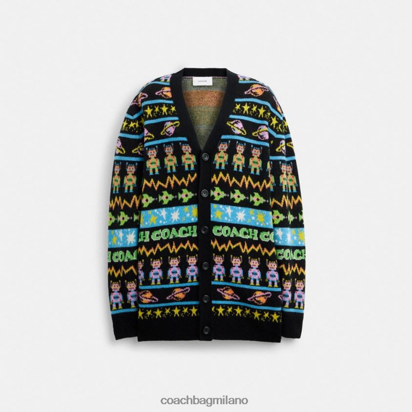 Coach donne cardigan da allenatore cosmico nero multiplo. FPN0Z8476