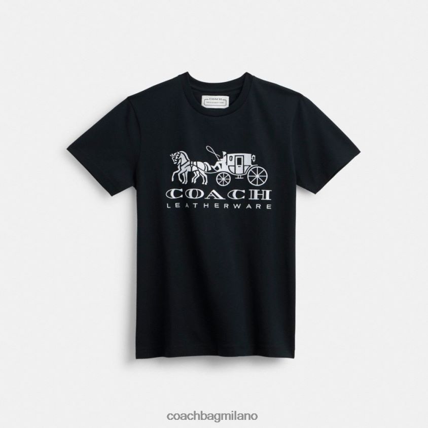 Coach donne maglietta con cavallo e carrozza nero FPN0Z8492