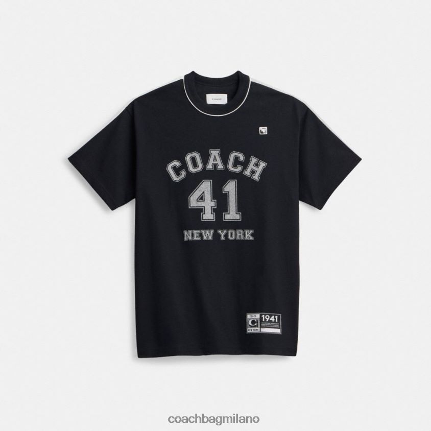 Coach donne maglietta universitaria decorata nero FPN0Z8485