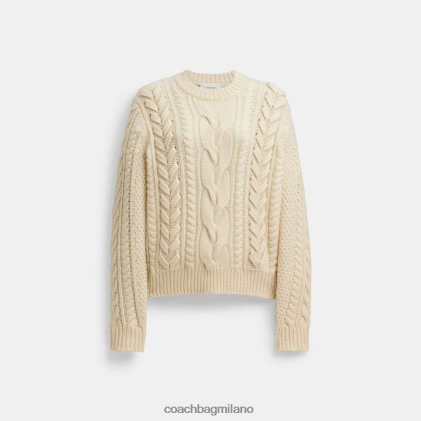 Coach donne maglione con dettaglio intrecciato avorio FPN0Z8496