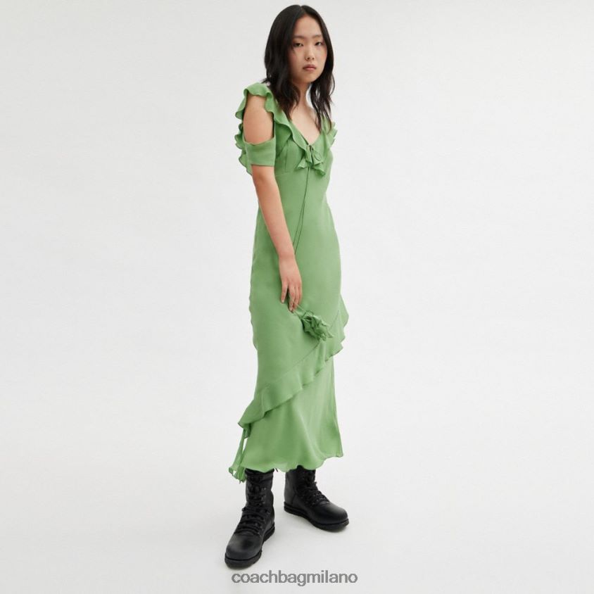 Coach donne Abito in sbieco con scollo a V verde FPN0Z8518