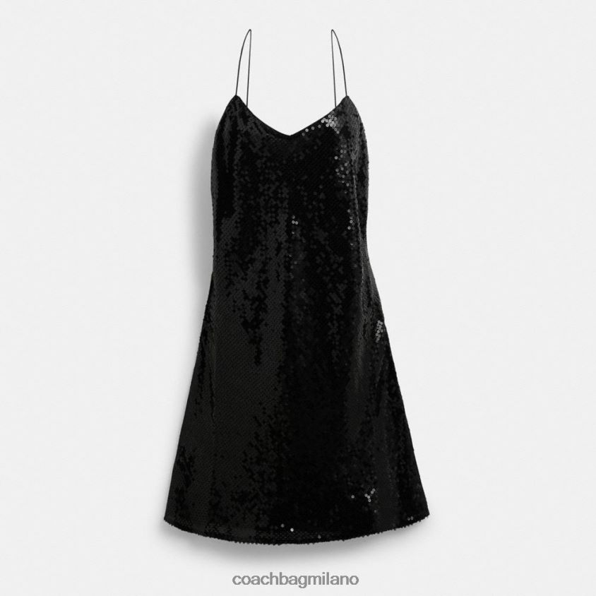 Coach donne abito corto con paillettes nero FPN0Z8515