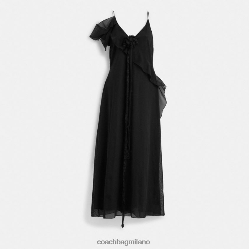 Coach donne abito in tulle con volant nero FPN0Z8517