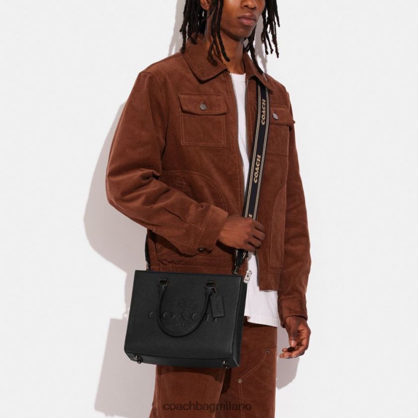 Coach uomini borsa con tela firmata nero FPN0Z8637