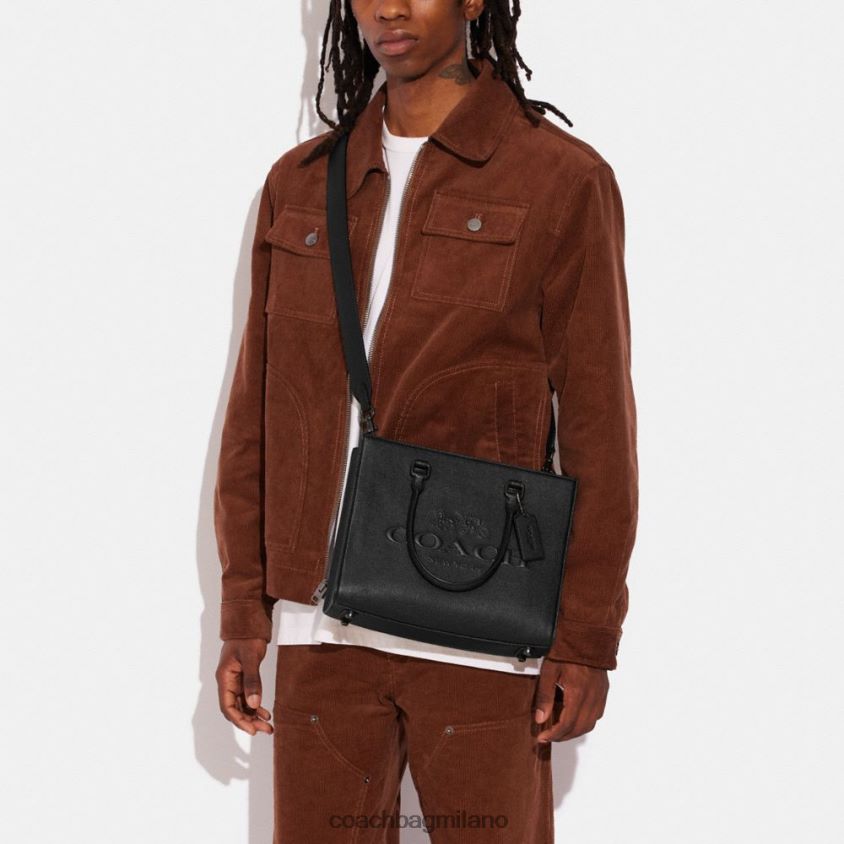 Coach uomini borsa con tela firmata nero FPN0Z8637