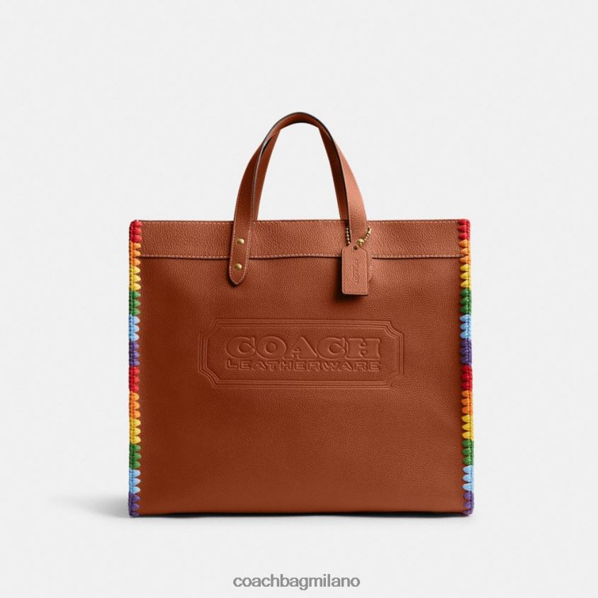 Coach uomini borsa da campo 40 con uncinetto arcobaleno ambra brunita multicolor FPN0Z8642