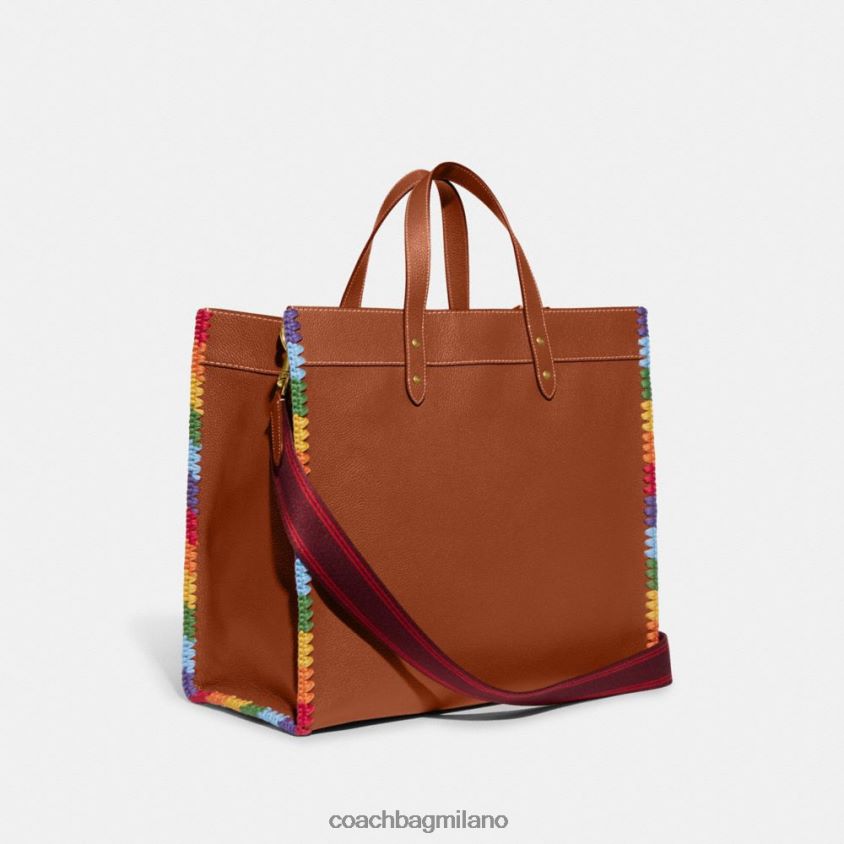 Coach uomini borsa da campo 40 con uncinetto arcobaleno ambra brunita multicolor FPN0Z8642