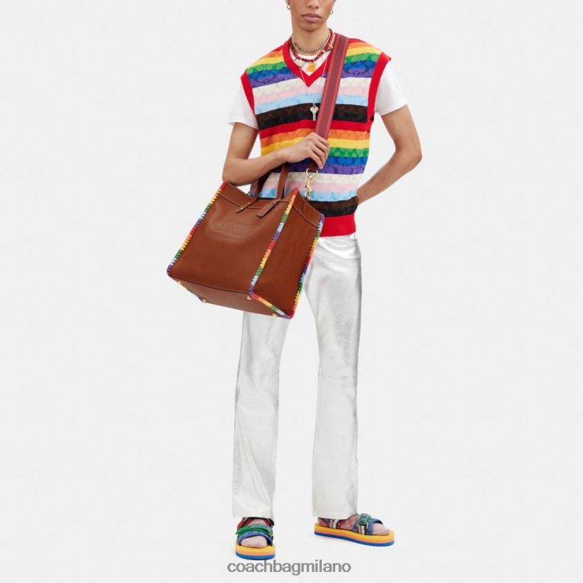 Coach uomini borsa da campo 40 con uncinetto arcobaleno ambra brunita multicolor FPN0Z8642
