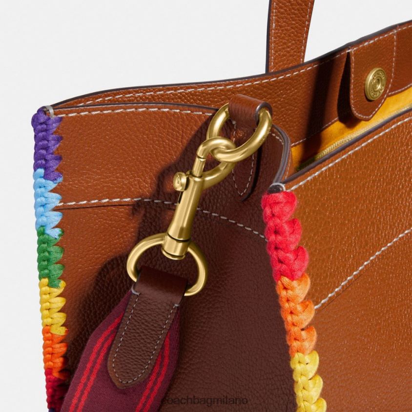 Coach uomini borsa da campo 40 con uncinetto arcobaleno ambra brunita multicolor FPN0Z8642