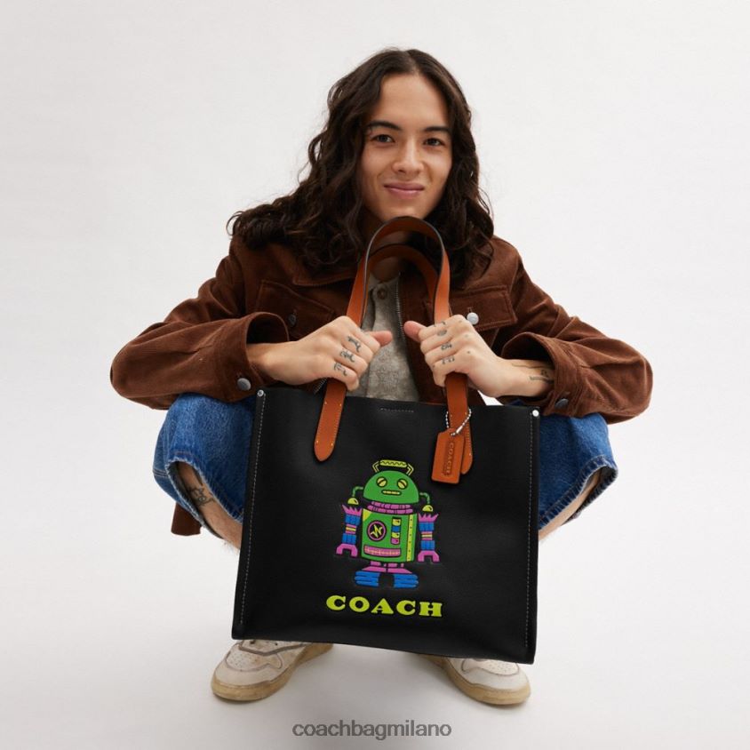 Coach uomini borsa per staffetta cosmic coach 34 con robot nero multiplo. FPN0Z8632