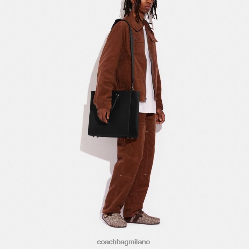 Coach uomini borsa tote 40 con interno in tela firmata nero FPN0Z8638