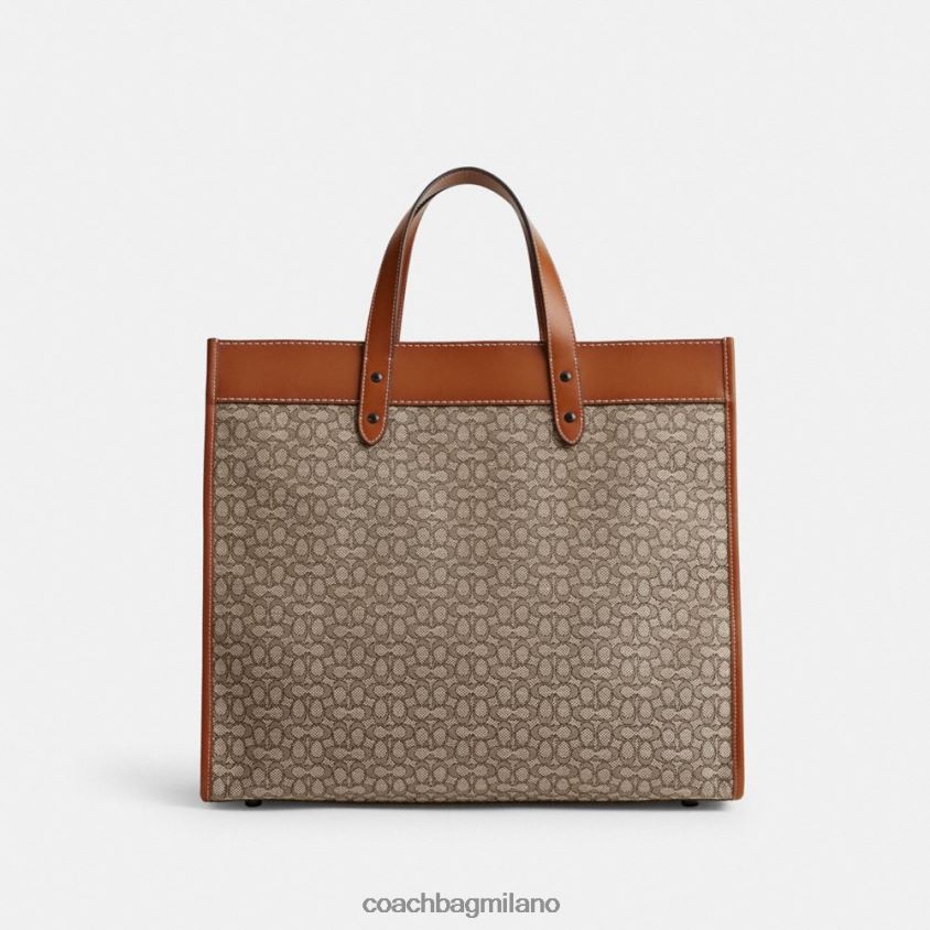 Coach uomini borsa tote field 40 in micro jacquard esclusivo cacao/ambra brunita FPN0Z8636