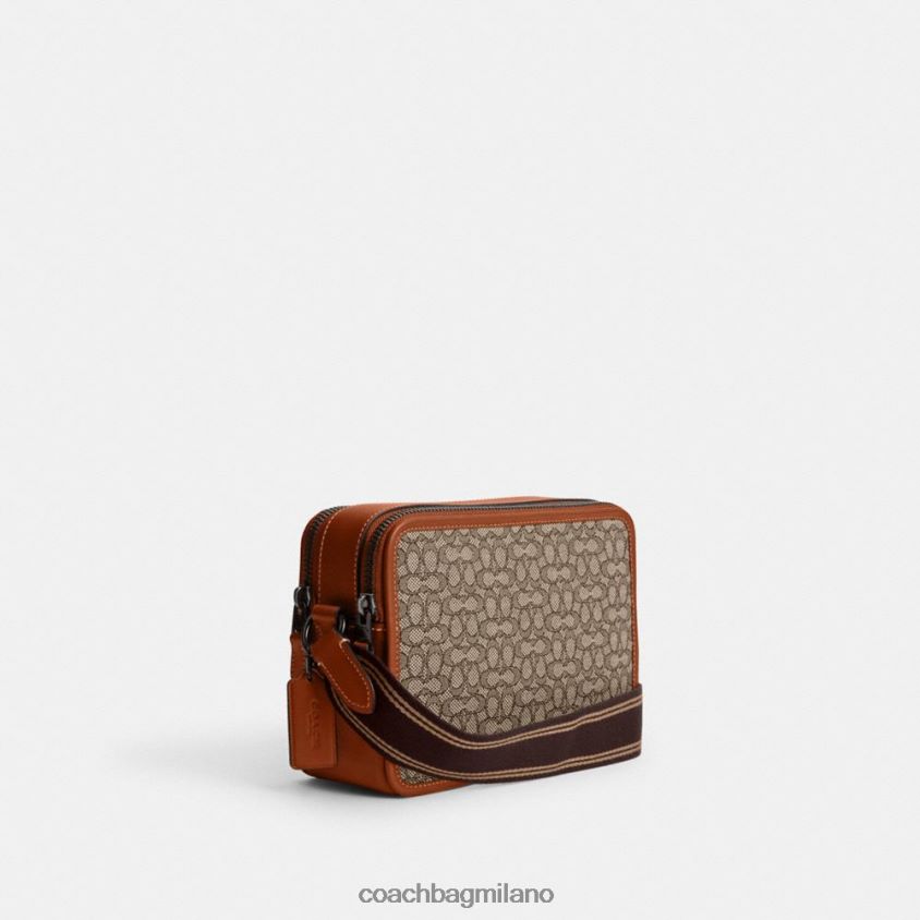 Coach uomini borsa a tracolla charter 24 in micro jacquard esclusivo cacao/ambra brunita FPN0Z8663
