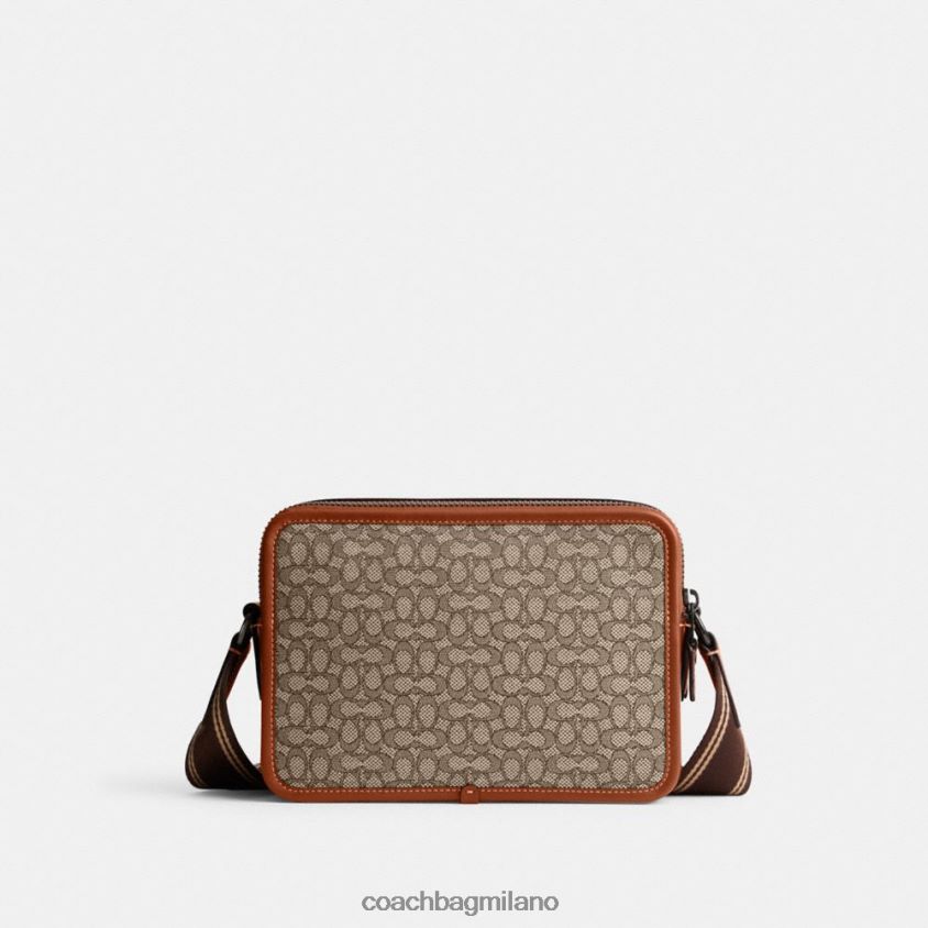 Coach uomini borsa a tracolla charter 24 in micro jacquard esclusivo cacao/ambra brunita FPN0Z8663