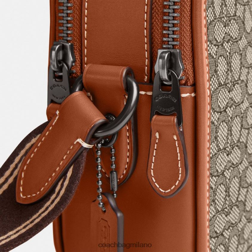Coach uomini borsa a tracolla charter 24 in micro jacquard esclusivo cacao/ambra brunita FPN0Z8663