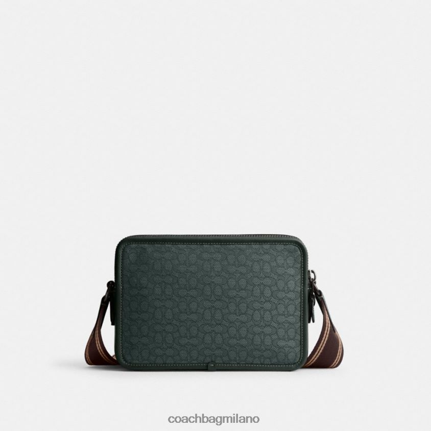 Coach uomini borsa a tracolla charter 24 in micro jacquard esclusivo verde amazzonico FPN0Z8662