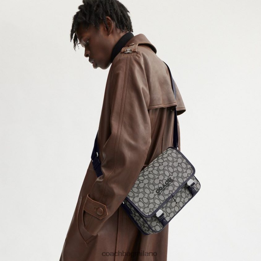 Coach uomini borsa messenger League in caratteristico jacquard marina di mezzanotte FPN0Z8664