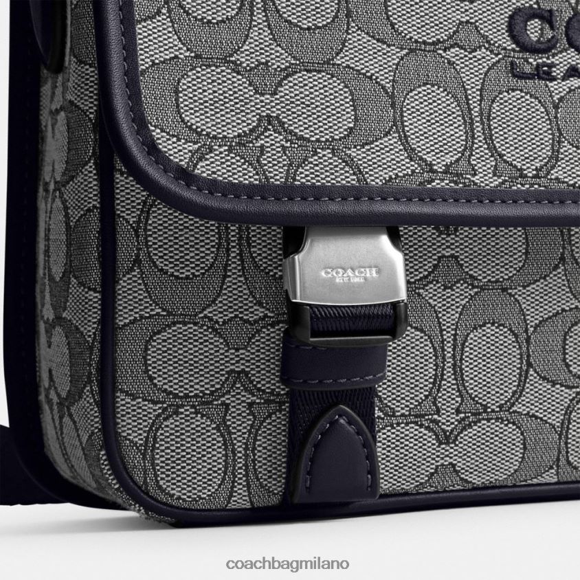 Coach uomini borsa messenger League in caratteristico jacquard marina di mezzanotte FPN0Z8664
