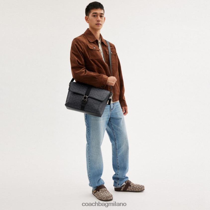 Coach uomini messenger Beck in tela firmata carbone FPN0Z8654
