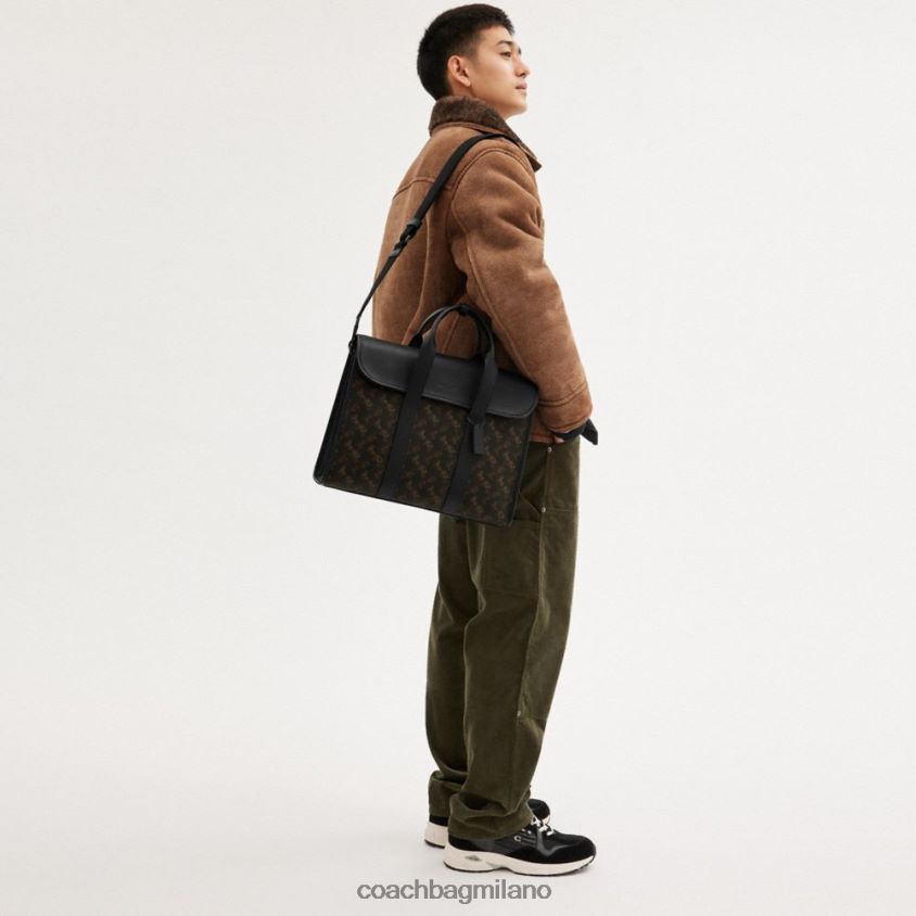 Coach uomini portfolio di Gotham con stampa di cavalli e carrozza tartufo FPN0Z8619
