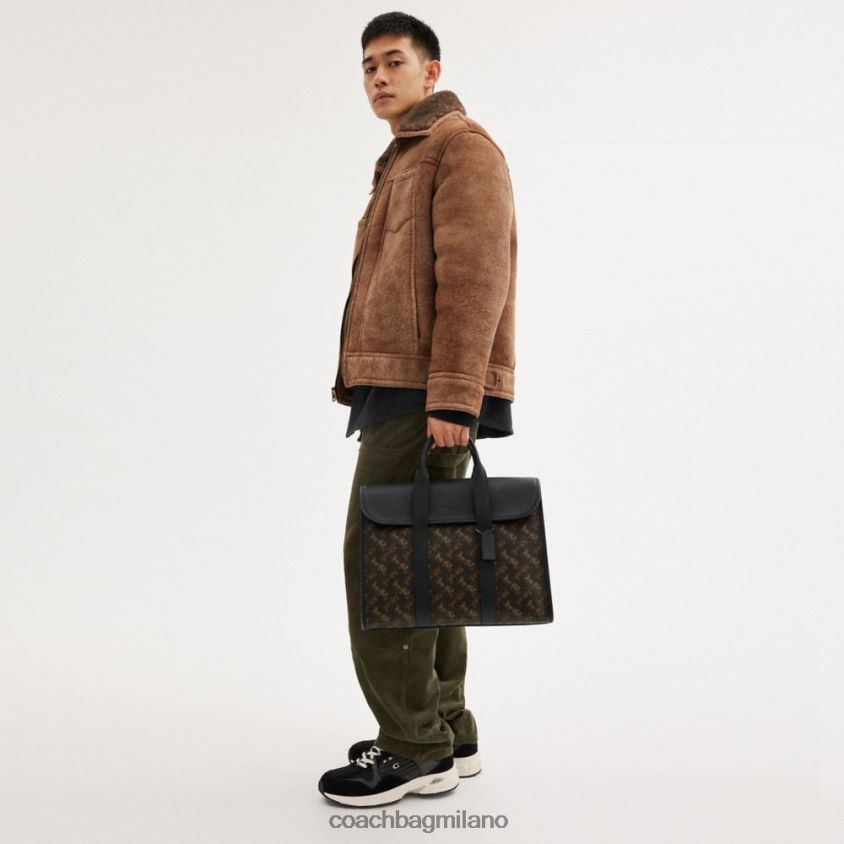 Coach uomini portfolio di Gotham con stampa di cavalli e carrozza tartufo FPN0Z8619