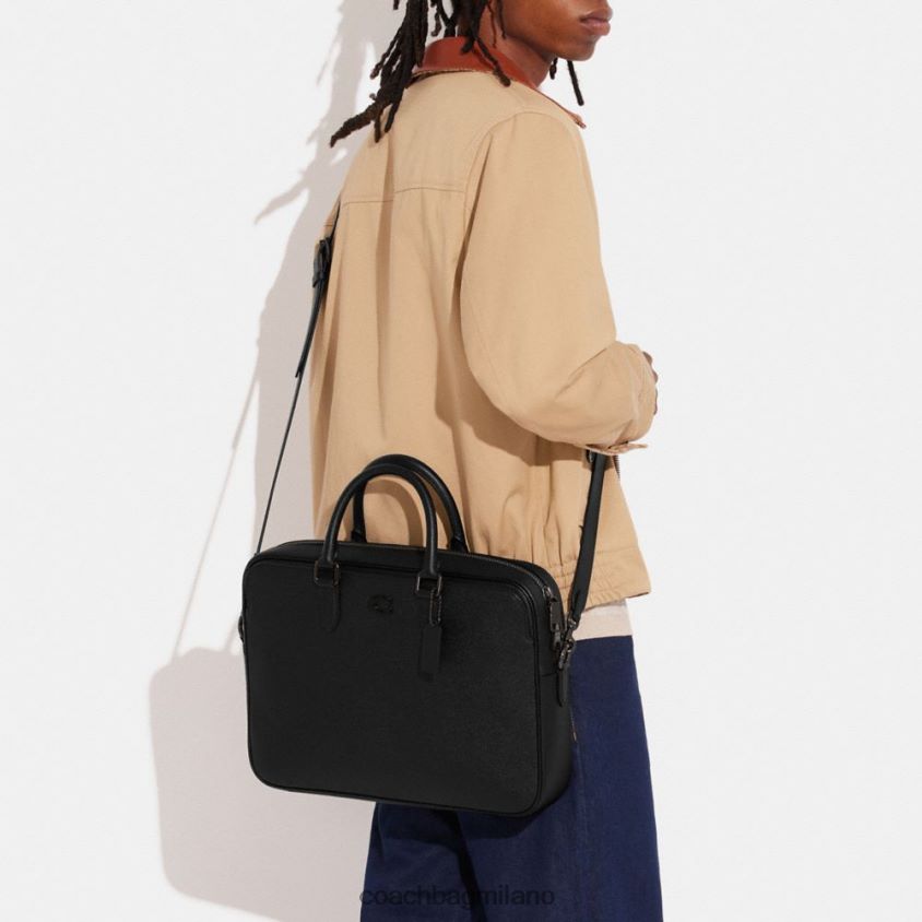 Coach uomini slip Gotham con interno in tela firmata nero FPN0Z8622