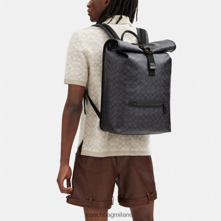 Coach uomini Zaino Beck Roll Top in tela esclusiva carbone FPN0Z8685