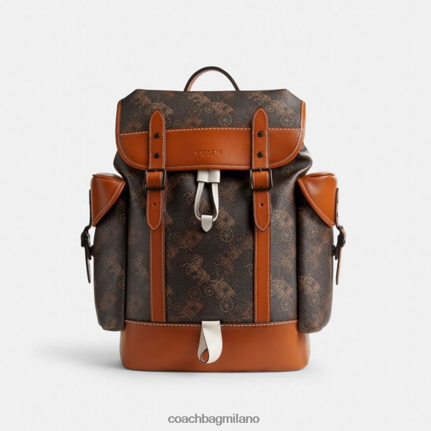 Coach uomini zaino con gancio con grande stampa di cavallo e carrozza tartufo/ambra brunita FPN0Z8681