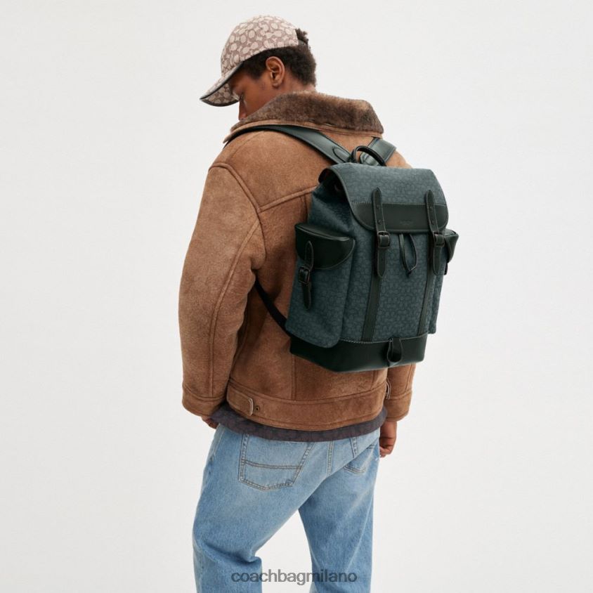 Coach uomini zaino con gancio in micro jacquard esclusivo verde amazzonico FPN0Z8682