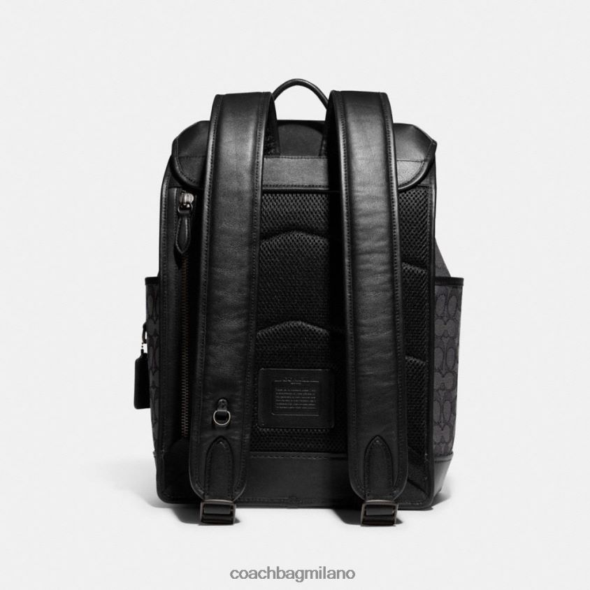 Coach uomini zaino con patta League in caratteristico jacquard carbone/nero FPN0Z8684