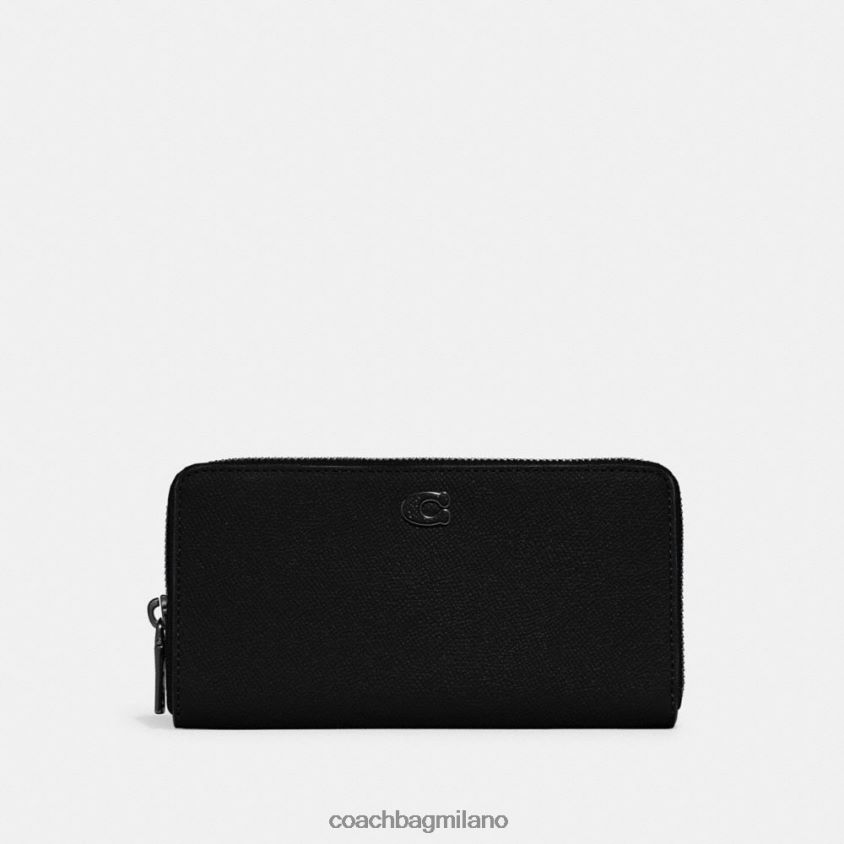 Coach uomini portafoglio a fisarmonica con interno in tela firmata nero FPN0Z8697