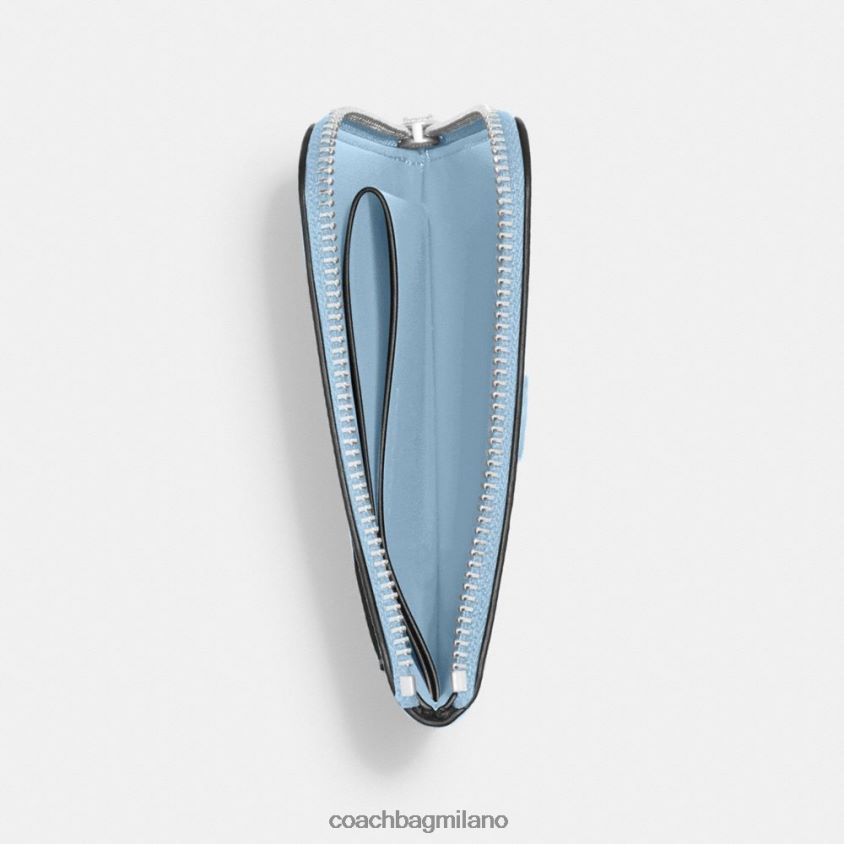 Coach uomini Portafoglio 3 in 1 con cerniera a L e tela firmata piscina/carbone FPN0Z8715